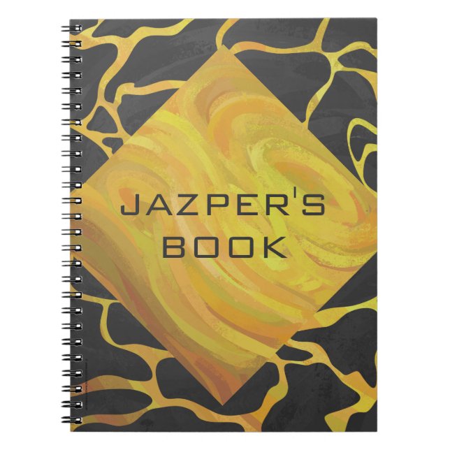 Cuaderno Giraffe Impresión negra y amarilla (Frente)