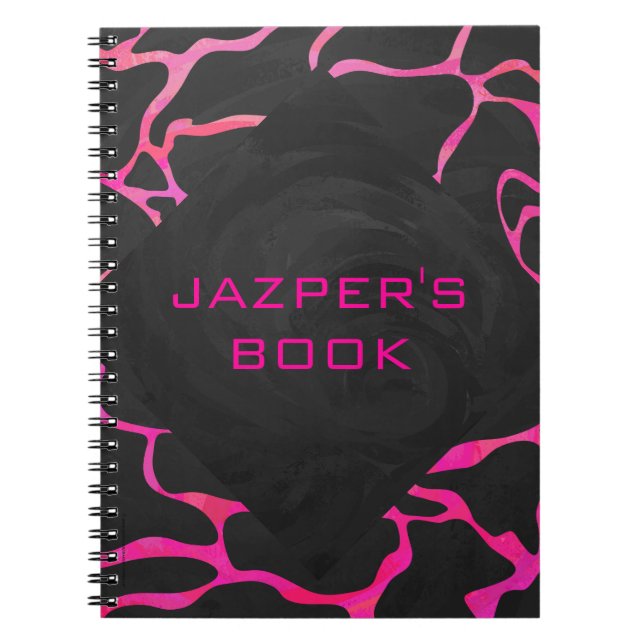 Cuaderno Giraffe Impresión rosa y negra caliente (Frente)