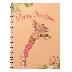 Cuaderno Giraffe Lover Girafes África Feliz Navidad