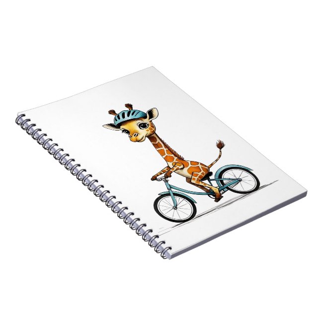 Cuaderno Giraffe montando una bicicleta - Lápiz de mano (Lado Derecho)