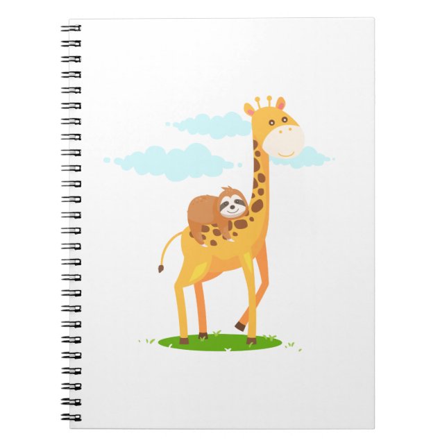 Cuaderno Giraffe Sloth Gracioso Regalo Para Niños (Frente)
