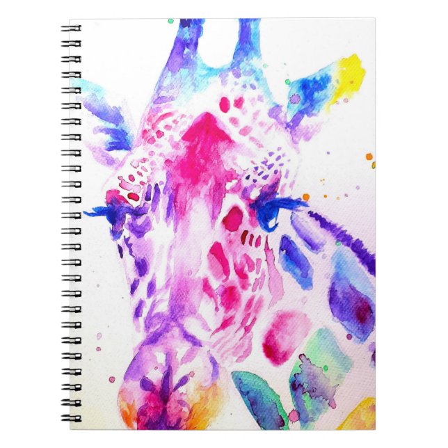 Cuaderno Giraffe Watercolor Bebés Regalos Púrpura Lavanda (Frente)