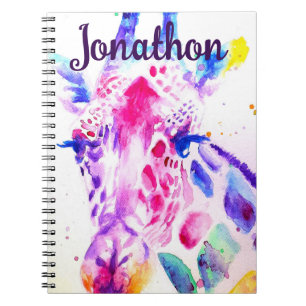 Cuaderno Giraffe Watercolor Boys Púrpura Regalos Lavanda