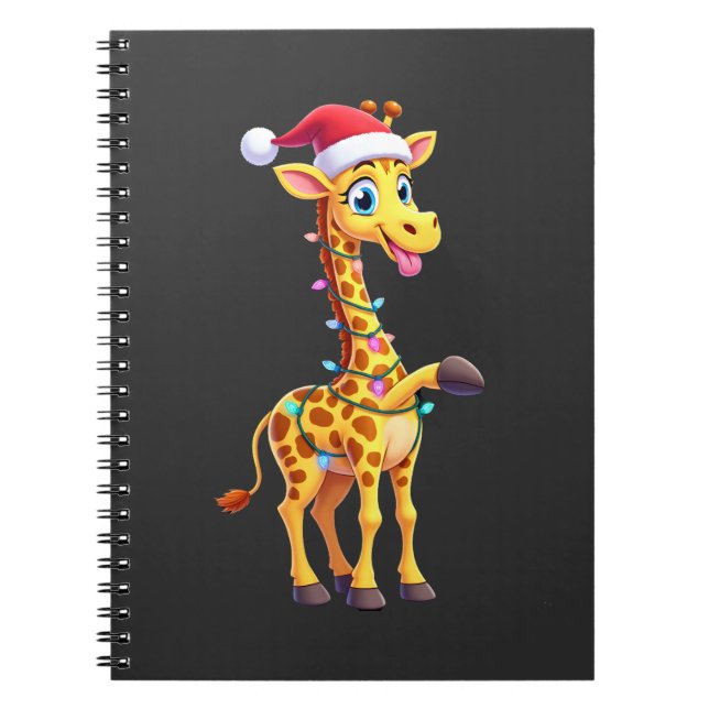 Cuaderno Giraffe Xmas Lighting Funny Santa Giraffe Christma (Frente)