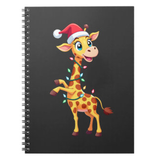 Cuaderno Giraffe Xmas Lighting Funny Santa Giraffe Christma