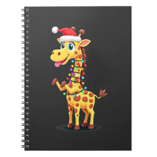 Cuaderno Giraffe Xmas Lighting Funny Santa Giraffe Christma