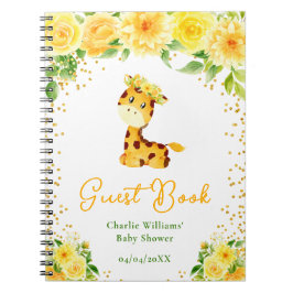 Cuaderno Giraffe Yellow Floral Baby Shower Guest Book