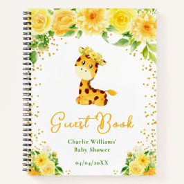 Cuaderno Giraffe Yellow Floral Baby Shower Guest Book