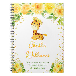 Cuaderno Giraffe Yellow Floral Birth Statistics