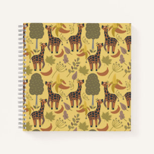Cuaderno Giraffilia patrón transparente fondo amarillo