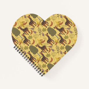 Cuaderno Giraffilia patrón transparente fondo amarillo