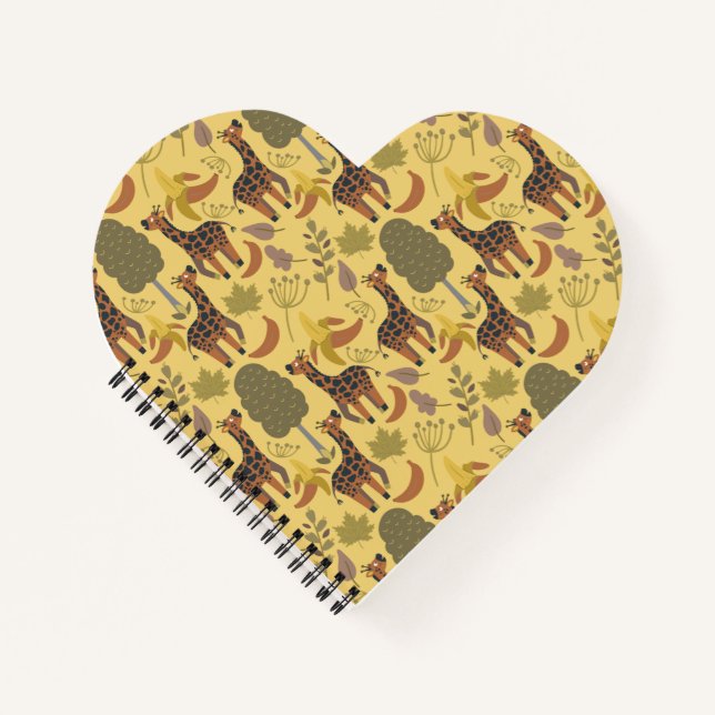 Cuaderno Giraffilia patrón transparente fondo amarillo (Anverso)