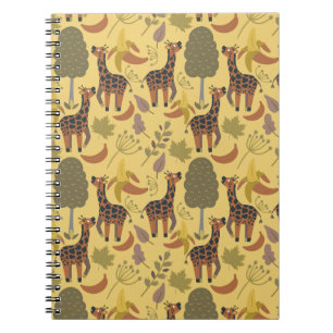 Cuaderno Giraffilia patrón transparente fondo amarillo