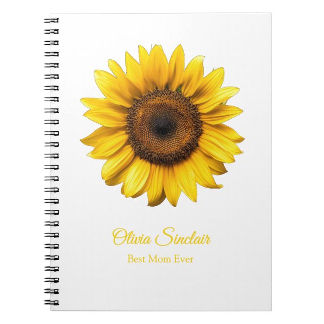 Cuaderno Girasol Amarillo Día de la Madre Personalizado (Frente)