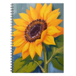 Cuaderno Girasol Amarillo Floral Acuarela Brillante
