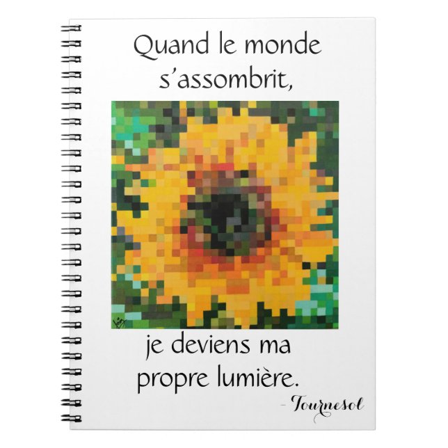 Cuaderno Girasol amarillo pixel art (Frente)