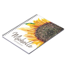 Cuaderno Girasol Blanco Marrón Amarillo Tu Nombre