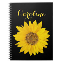 Girasol con bloc de notas de nombre personalizado