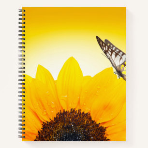 Cuaderno Girasol con bloc de notas en espiral de mariposa