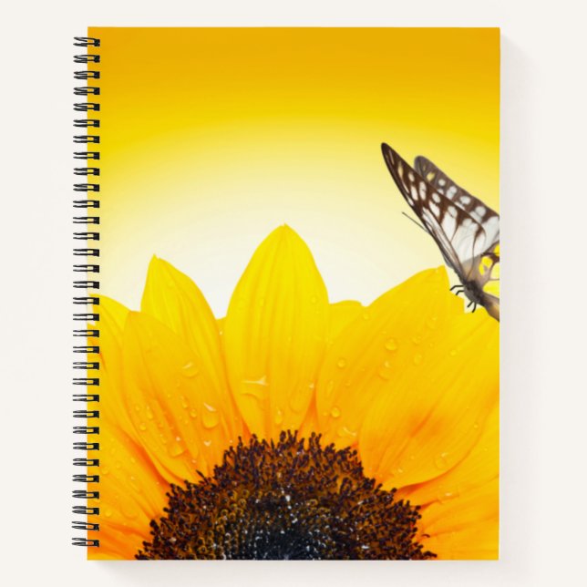 Cuaderno Girasol con bloc de notas en espiral de mariposa (Anverso)