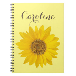 Cuaderno Girasol con nombre personalizado amarillo claro