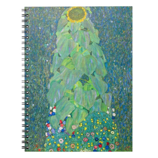 Cuaderno Girasol de Klimt, flores antiguas Art Nouveau (Frente)