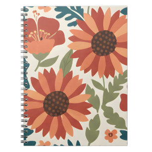 Cuaderno Girasol de Otoño: Una Audaz Ilustración Botánica