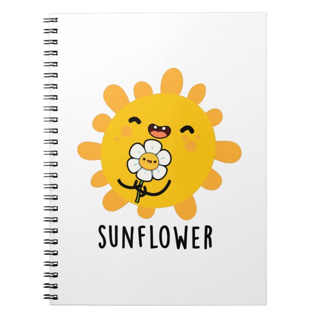 Cuaderno Girasol divertido juego de palabras de sol y flor (Frente)