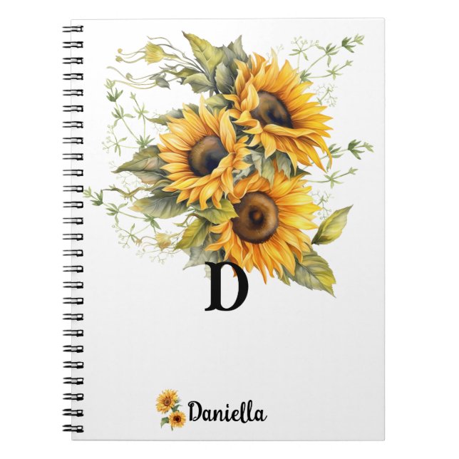 Cuaderno Girasol moderno personalizado (Frente)