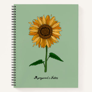 Cuaderno Girasol Nombre Personalizado y Mensaje