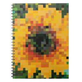 Cuaderno Girasol Radiante en Arte de Píxeles