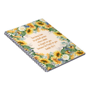 Cuaderno Girasol Versículo Bíblico Mantén la Paz Perfecta