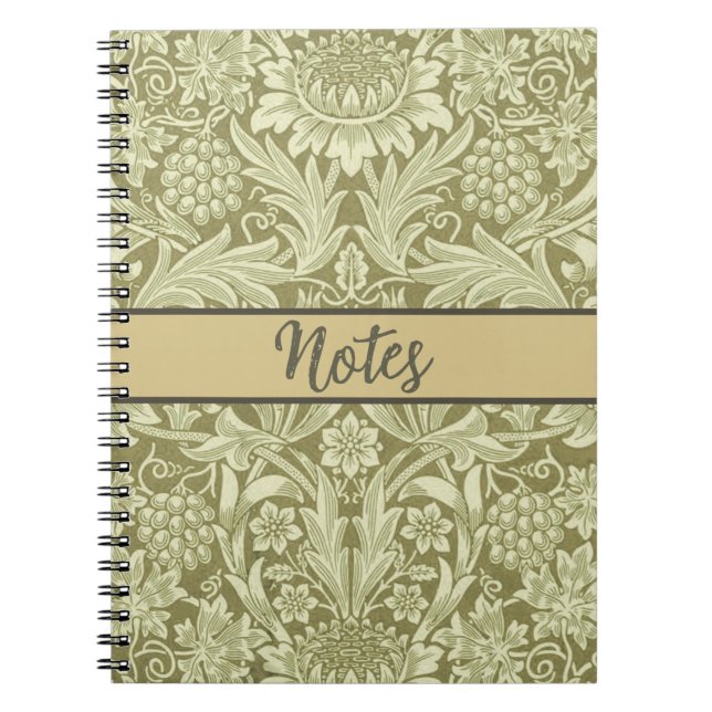 Cuaderno Girasol William Morris Vintage Damask Oliva (Frente)
