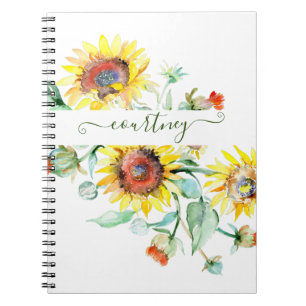 Cuaderno girasoles acuáticos personalizados
