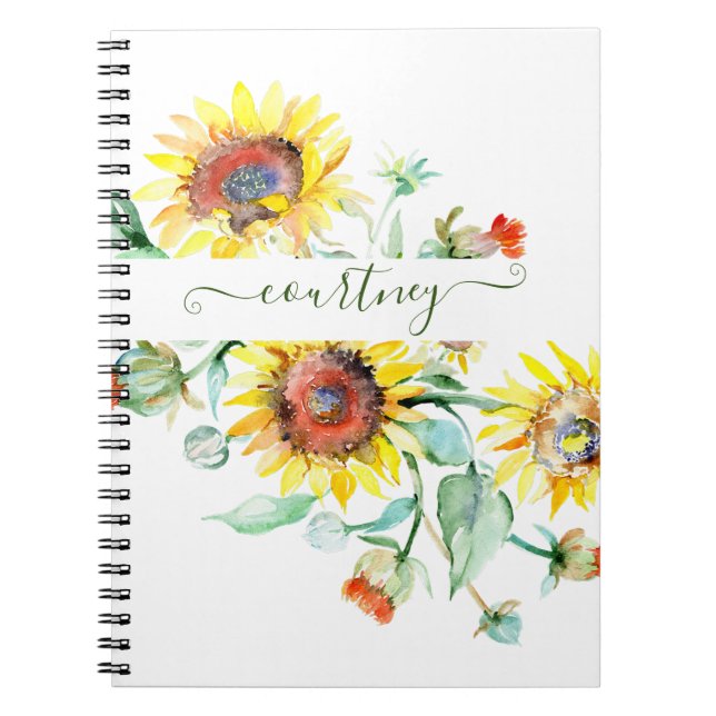 Cuaderno girasoles acuáticos personalizados (Frente)