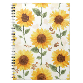 Cuaderno Girasoles Amarillos Acuarela Floral Caprichoso