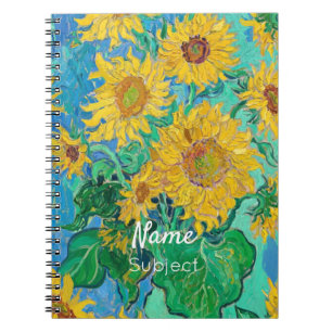 Cuaderno Girasoles amarillos de Van Gogh con nombre persona
