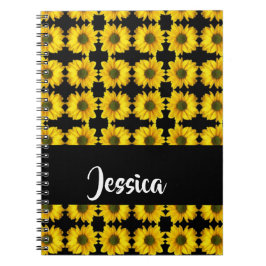 Cuaderno girasoles amarillos en negro