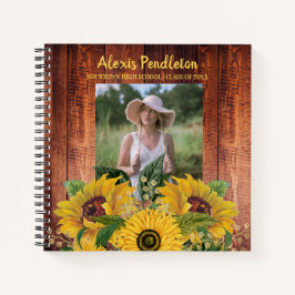 Cuaderno Girasoles de Madera Rústica Foto Escuela Secundari