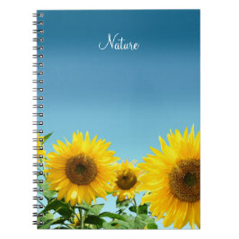 Cuaderno Girasoles Elegantes sobre Tonos de Azul Celeste