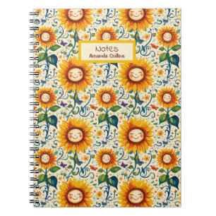 Cuaderno Girasoles Felices: Patrón de Girasoles Alegre