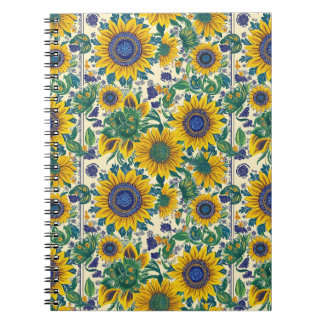 Cuaderno Girasoles. Patrón de arte popular ucraniano.