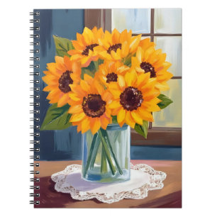 Cuaderno Girasoles Serenos   Acuarela Floral Amarilla