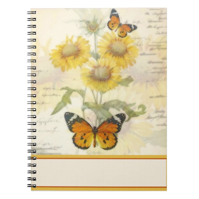 Cuaderno Girasoles y mariposa (Frente)