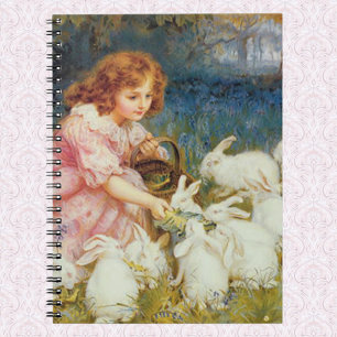 Cuaderno Girl feeding rabbits
