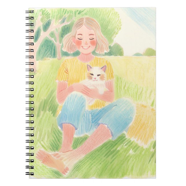 Cuaderno Girl hugging a cat (Frente)
