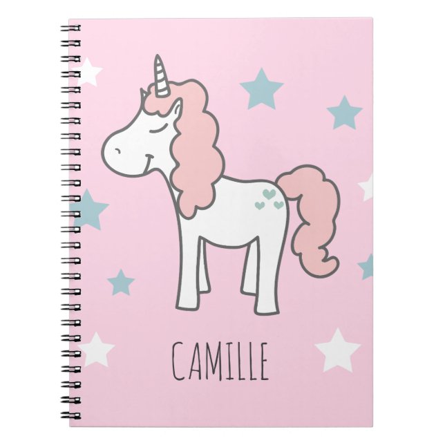 Cuaderno Girls Cute Magical Pink Unicorn Kids School (Frente)
