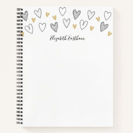 Cuaderno Girly Black Gold Heart Feminine Script
