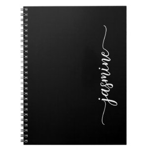 Cuaderno Girly Black Modern Script Monograma Noteb