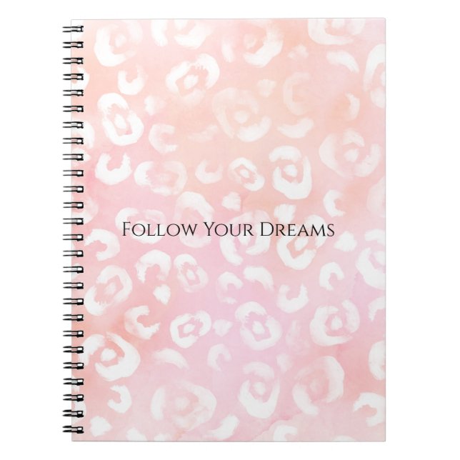 Cuaderno Girly Blush Pink White Leopard Animal  (Frente)